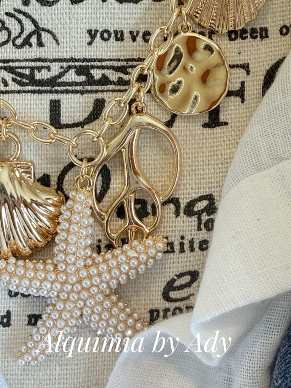 Alquimia Gold and Pearl Starfish Charm Necklace - Picture 7 of 7